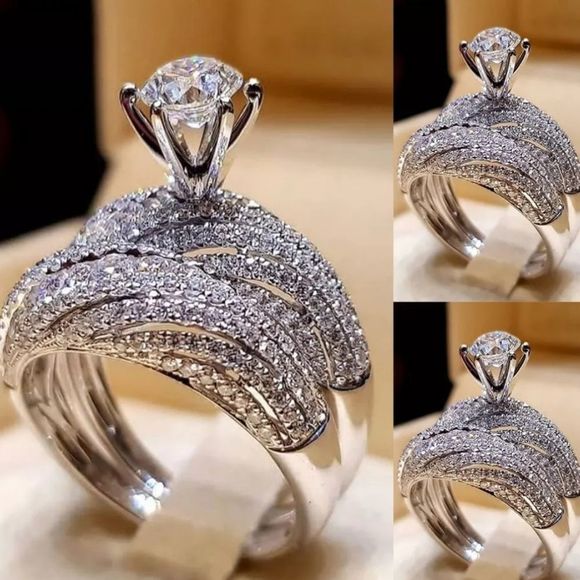 Women's 2PC Bridal Set Diamond Engagement Ring Set - Picture 4 of 6